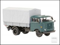 Hädl 121047-12 - TT - IFA W50L, Speditionskabine mit Holzpritsche, Plane, Ladebordwand - Blaugrün